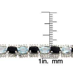 Sterling Silver Sapphire, Blue Topaz, and Diamond Accent Line Bracelet 