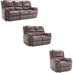 Marco Brown Reclining Leather Sofa/ Loveseat/ Chair Set   