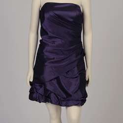   Plus Size Purple Taffeta Strapless Bubble Hem Dress  