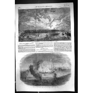 1855 Burning Santa Maria Frigate Ship Sebastopol Harbour 