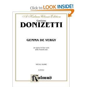  Gemma de Vergy (Kalmus Edition) (0029156672718) Donizetti 