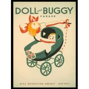  CHILD DOLL AND BUGGY PARADE AMERICAN US USA VINTAGE POSTER 