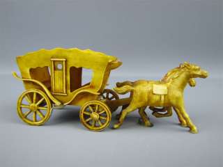 Vintage Celluloid Miniature Horse & Carriage Figurine  