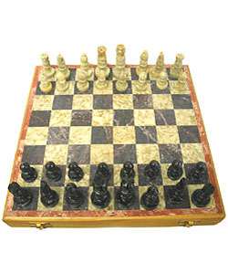 Carved Soapstone 10 inch Chess Set (India)  