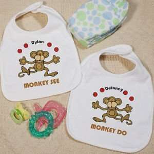  Just Monkey Around Twin Personalized Baby Bib Baby