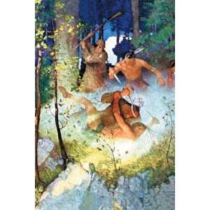 Fight in the Forest by Newell Convers Wyeth 12x18  Kitchen 