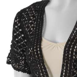Sangria Womens Open Crochet Short sleeve Sweater  