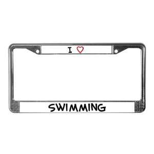  I Love Swimming Love License Plate Frame by  
