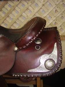 15.5 Used BILLY ROYAL Western Show Saddle Silver Horse Tack dark Oil 