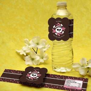     Girl Skull Birthday Party Water Bottle Labels Toys & Games