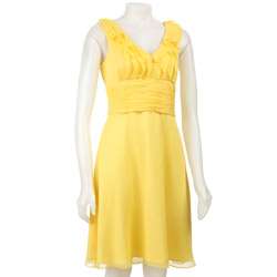 Tahari ASL Womens Yellow Chiffon Dress  
