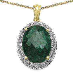 Malaika 14k Gold over Silver Emerald and White Topaz Necklace 