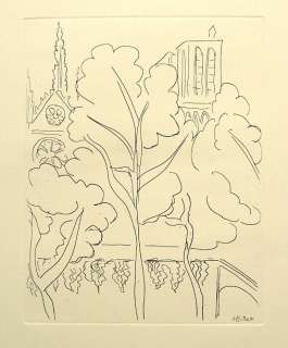 Henri MATISSE(French) View of Notre Dame Paris Plate Signed Etching 