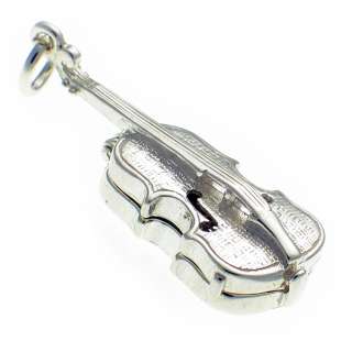 Sterling 925 Silver Charm Double Bass Cello Opening to Oil Can + Split 