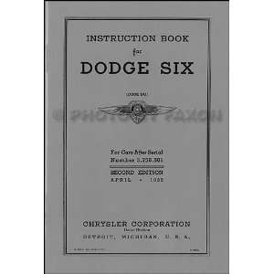 1935 Dodge DU Car Owners Manual Reprint Dodge  Books