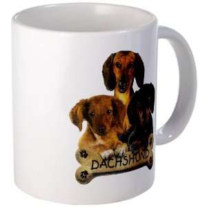   Coffee Drink Cup) Dachshund Trio with Bone Name Plate 