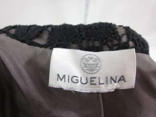 MIGUELINA Black Crochet Gray Lace Trim Blazer Jacket XS  