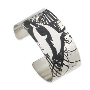   Stainless Steel Swimming Dolphins Brushed Cuff Bangle Chisel Jewelry