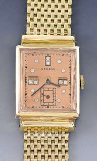 Vintage Geneva 14K Yellow Gold & Diamond 1940s Men’s Wristwatch 