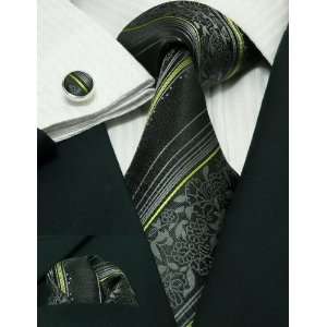   Mens Green Floral 100% Silk Tie Set TheDapperTie 80F 