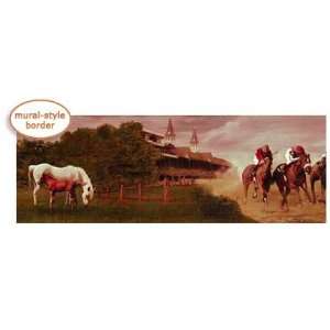  Equestrian Events I Antique Mural Style Wallpaper Border 
