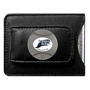  Tampa Bay Rays Black Leather Money Clip with Cardholder 