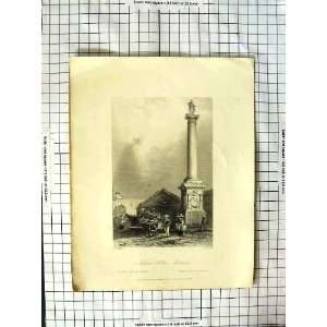   1840 Canada Nelsons Pillar Montreal Bartlett Engraving