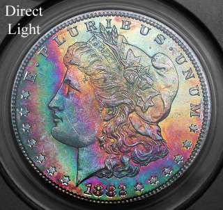 1882 s PCGS MS63 CAC Rainbow Toned Morgan Dollar  