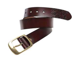 Western Tooled Genuine leather Mens Belt Fashion Embossing Belt 3 