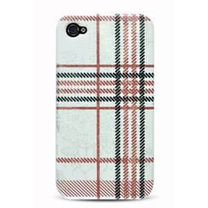  iPhone 4 Fabric Case   Brown/White Plaid Cell Phones 