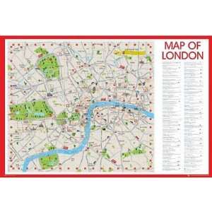 Map Of London (Tourism) Travel Poster Print 