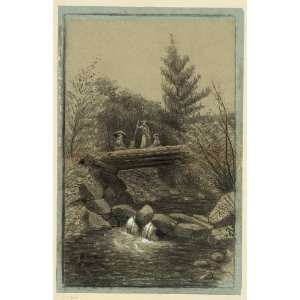  Women,on bridge over brook