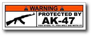 Protected By AK 47 Assault Rifle Sticker Hard Case Safe  