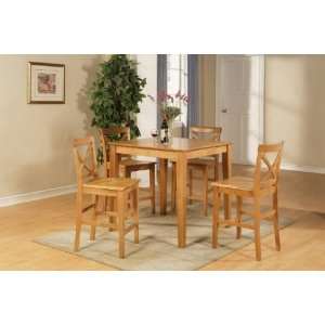   Pub set with 36 in. Square Counter Height Table and 4 Wood seat stools