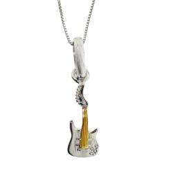 Sterling Silver Two Tone Guitar Necklace  