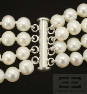 Designer White 7 8mm Freshwater Pearl 4 Strand Necklace  