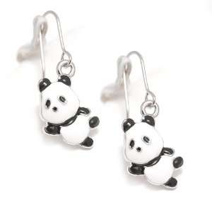   Plated Cute Little Panda Bear Earrings in Gift Box 