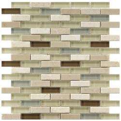 Somertile Reflections Subway York Stone and Glass Mosaic Tiles (Pack 