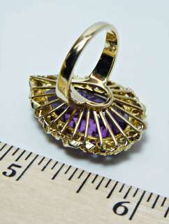   18ct Amethyst Diamond Ring 18K Gold 12gr HEAVY Estate Jewelry  