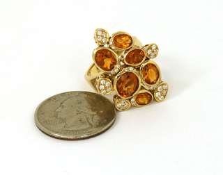 GORGEOUS 18K GOLD 4.8 CTS DIAMONDS & CITRINE BAND RING  