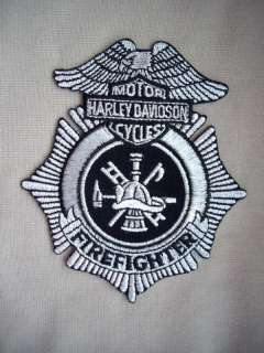 Patch.Firefighter Harley Davidson Motor Cycles (silver)  