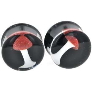   Flared Mushroom Plugs 00g, Red Amanita Glasswear Studios Jewelry