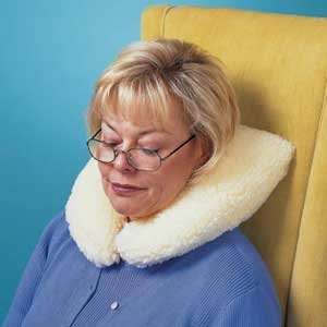 Neck Pillow With Imitation Sheepskin Zippered Cover, One size fits all 
