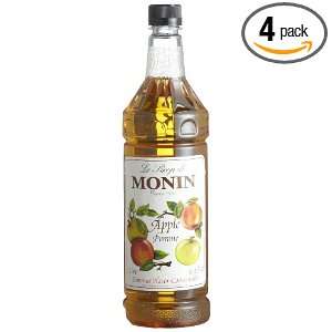 Monin Apple Syrup, 33.8 Ounce Plastic Bottles (Pack of 4)  