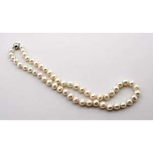 Strand Pearl Necklace (19 Inch) 10 mm White Cultured Freshwater Pearls 