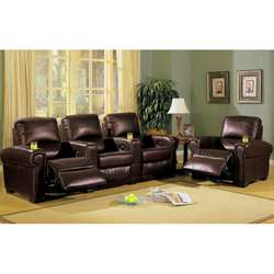Top Grain Leather Home Theatre Sectional Recliner  
