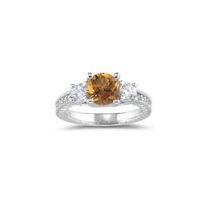  0.55 Ct Diamond & 1.06 Cts Citrine Ring in 14K White Gold 