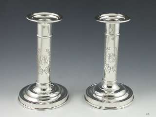 FINE PAIR WATSON CLASSICAL STERLING SILVER CANDLESTICKS  