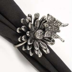  Star Home Zinnia and Butterfly Napkin Ring, Set of 4 