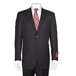 Mantoni Mens 2 button Dark Brown Striped Suit  